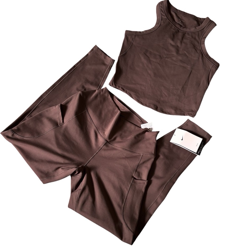 Nike Dri-Fit Set SM Top FN2806-237 & High Waisted MD Leggings FN3241-237 Brown